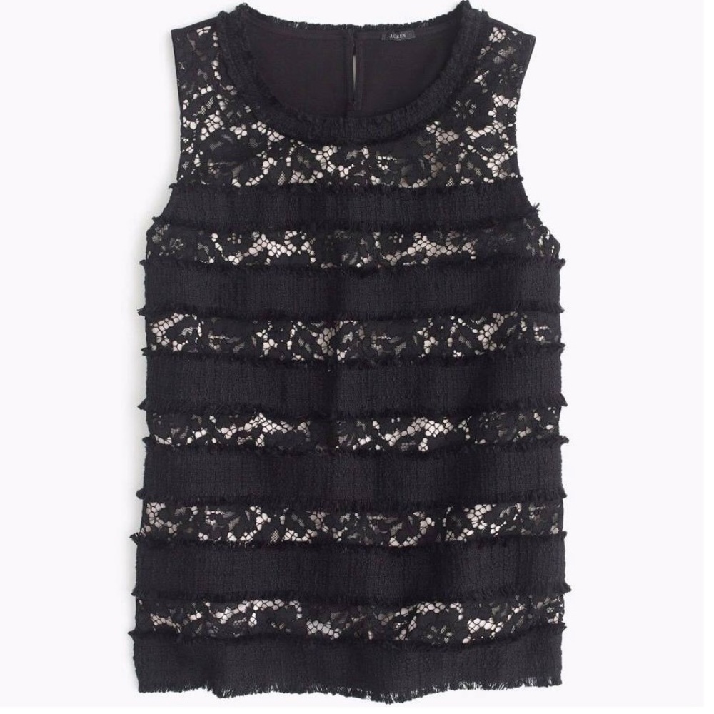 J.Crew | XXS | Fringe Top in Tweed + Lace